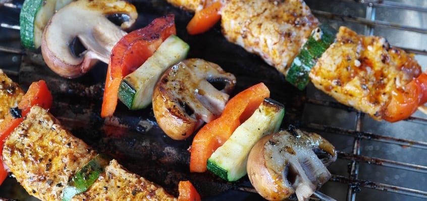 Grilled mushrooms and vegetables